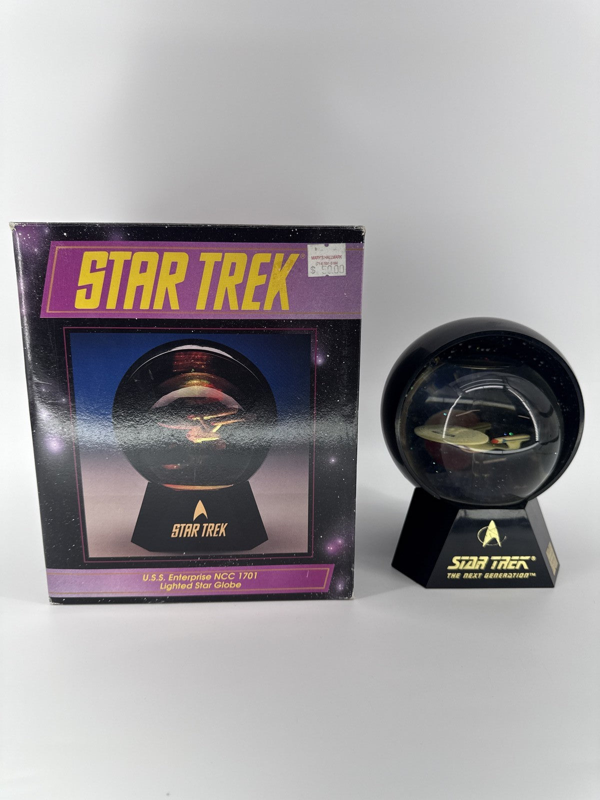 1992 Hallmark Star Trek USS Enterprise NCC-1701 Lighted Star Globe Vintage