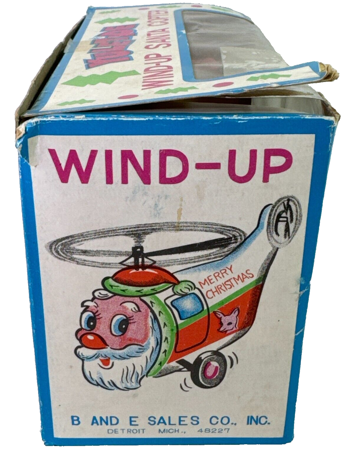 Yuletide Wind-Up Santa Copter Christmas Helicopter Tin Toy Best-Ever Decor