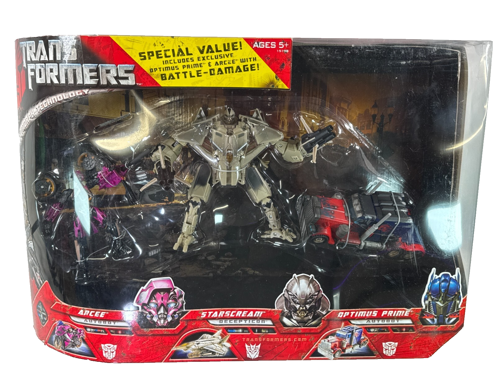 Transformers 2007 3-Pack Starscream Arcee Optimus Prime Battle Damage MIB