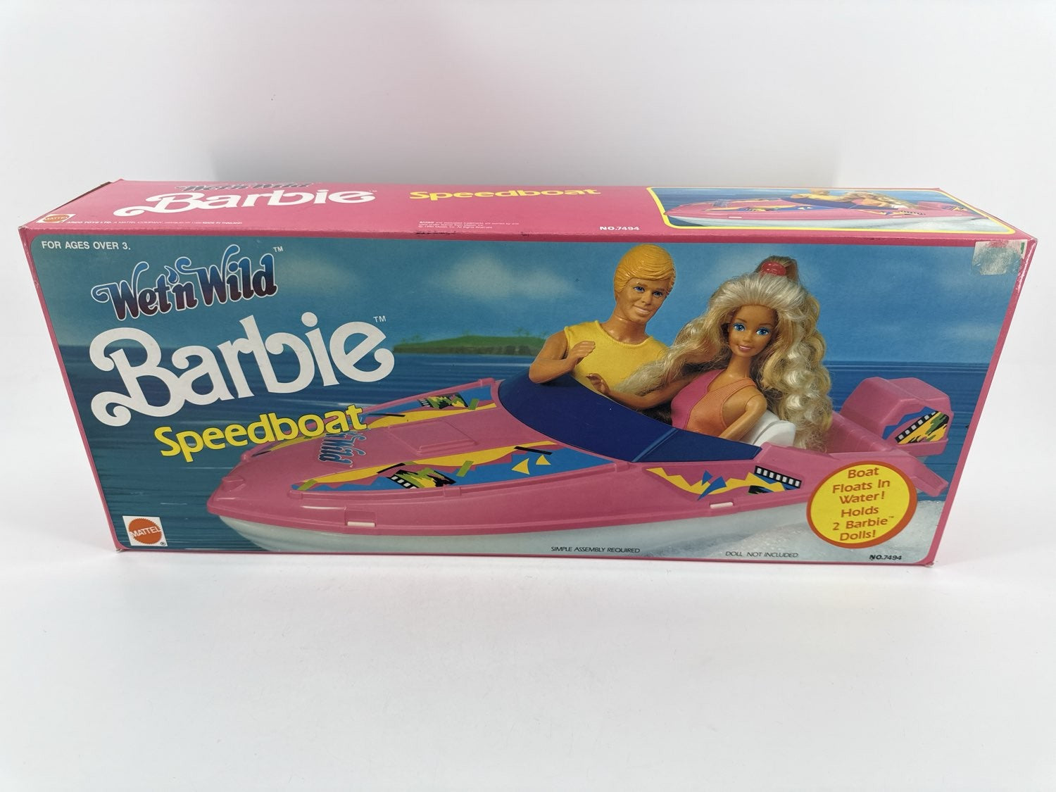 Barbie Wet 'n Wild Speedboat 1989 Mattel 7494 Toy Boat Pink