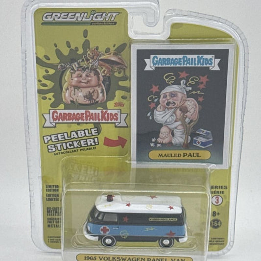 Greenlight Garbage Pail Kids Mauled Paul 1965 VW Panel Van 1:64 S3 Sticker