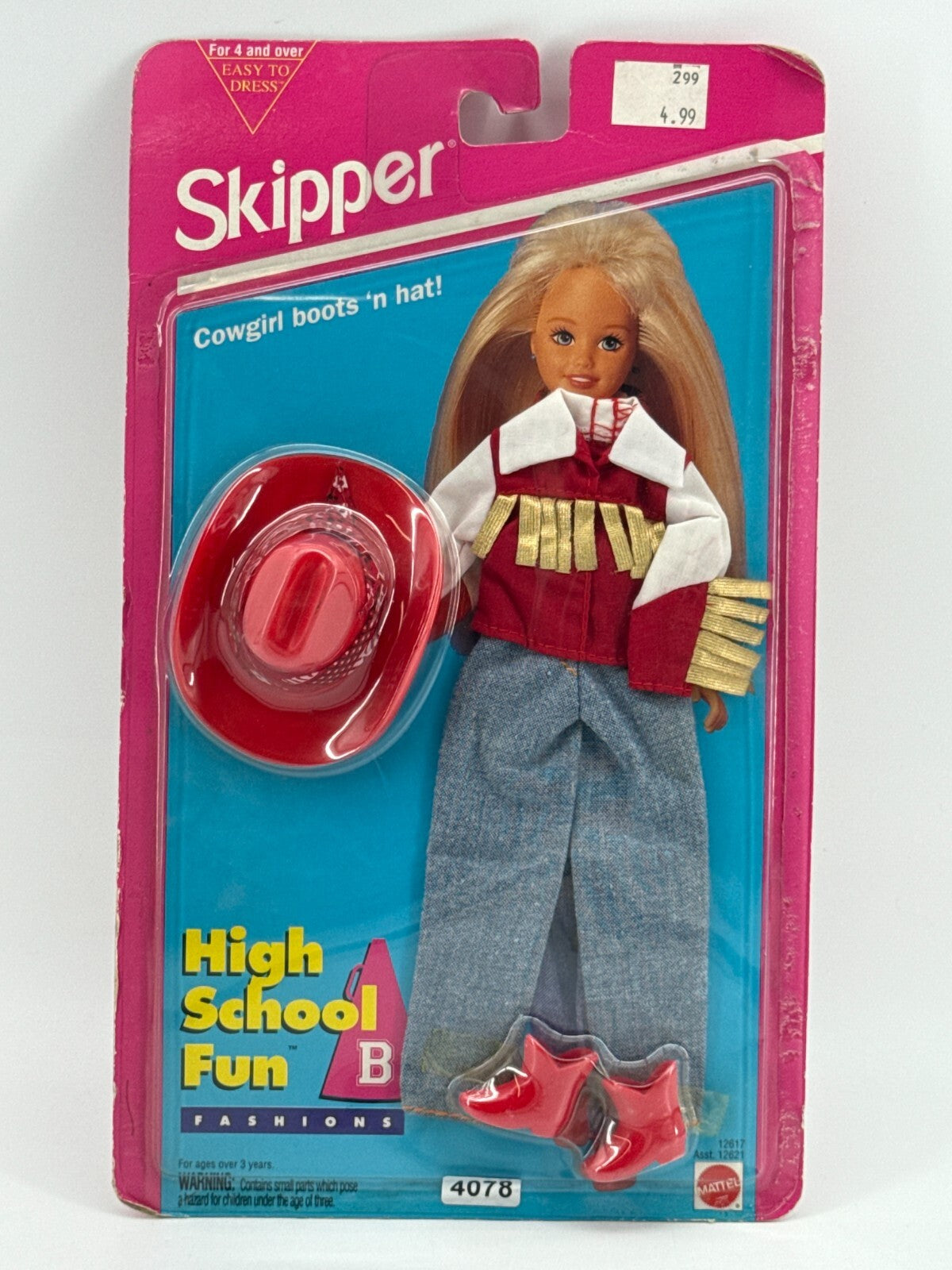 1994 Skipper High School Fun Cowgirl Fashion 12617 Hat Boots Fringe Mattel NIP
