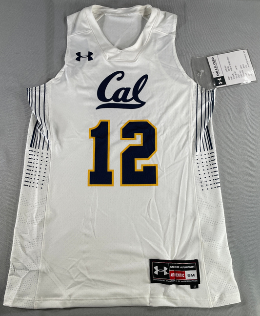 Under Armour Cal 12 Basketball Jersey SM White Racerback Sleeveless NWT