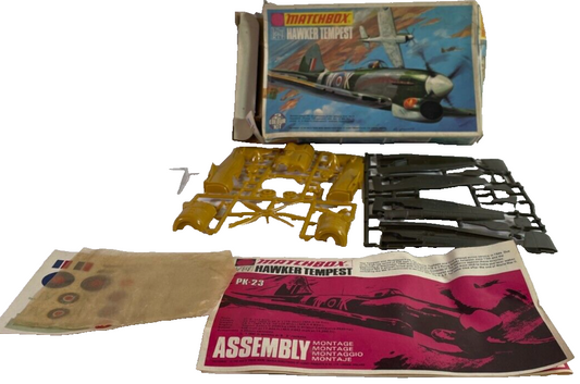 1974 MATCHBOX Hawker Tempest MK.V 1/72 Model Kit PK-23 Open Box Complete 2076