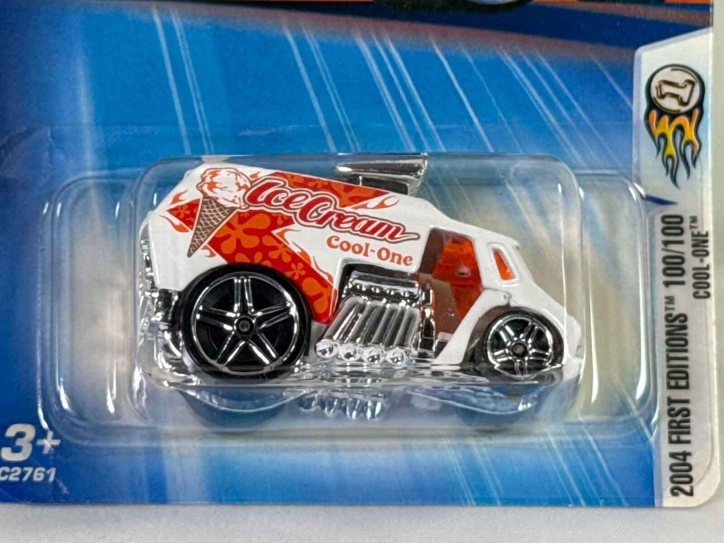 🍦 Hot Wheels 2004 First Editions Cool-One Ice Cream Truck #100 White Chrome MIN