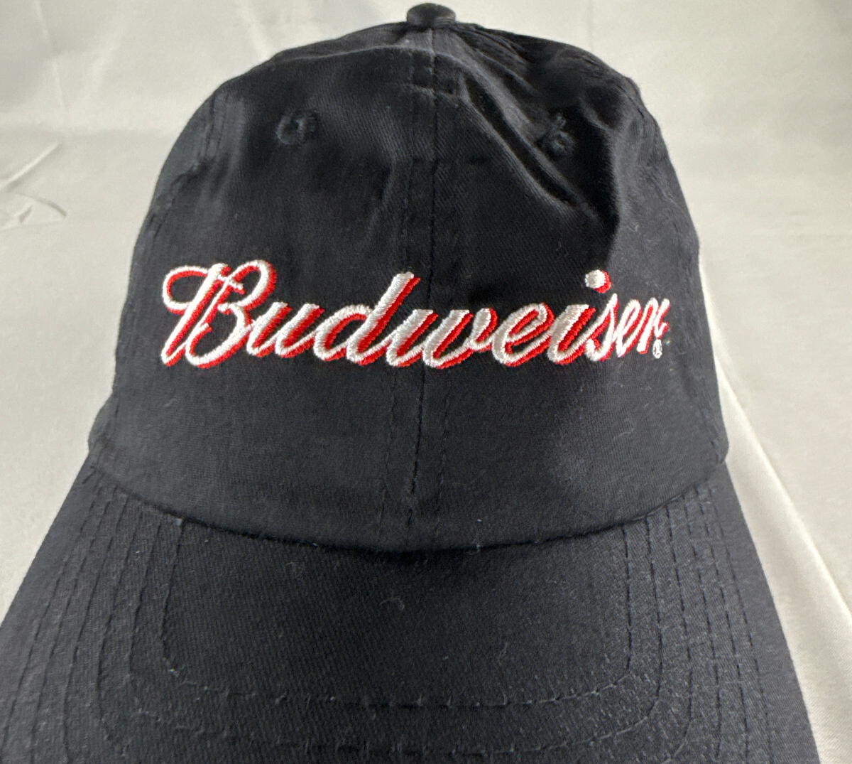 Budweiser Beer Hat Black Snapback Cap Adjustable OSFA Logo Embroidered Script