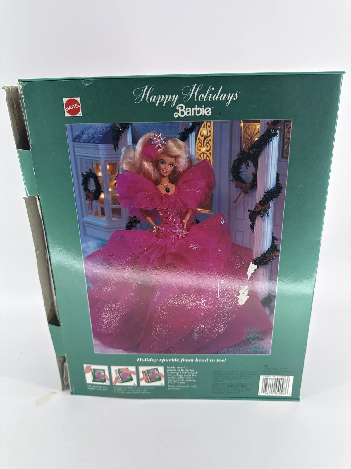 1990 Barbie Holiday Special Edition Doll Pink Dress Mattel Ornament