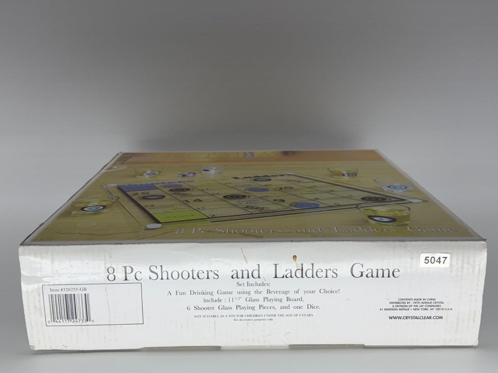 Shooters and Ladders Drinking Game 8 Pc Fifth Avenue Crystal Glass Board Set Box