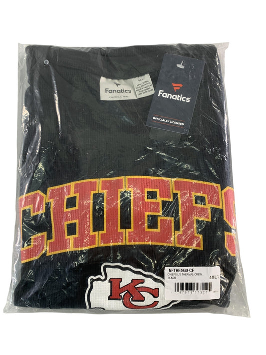 Kansas City Chiefs Shirt Mens 4XLT Black NFL Football Long Sleeve Thermal Crew