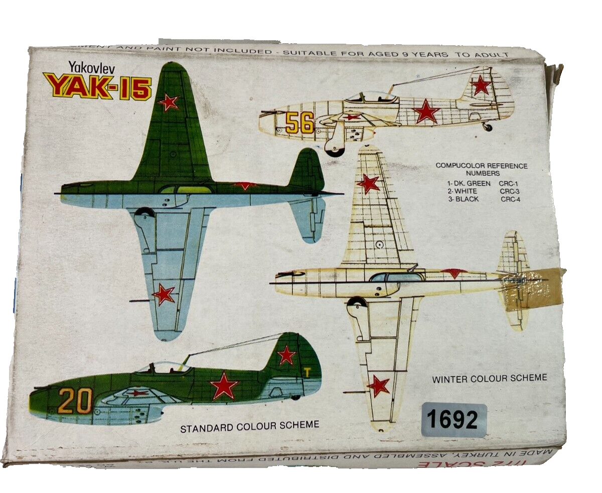 1/72 Scale Pioneer 2 Yakovlev Yak-15 Airplane Plastic Model Kit - Vintage
