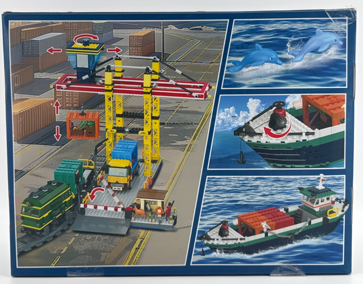 HOGOKIDS City Harbor Building Set HG1028 1373 PCS Port Train Ship Crane New