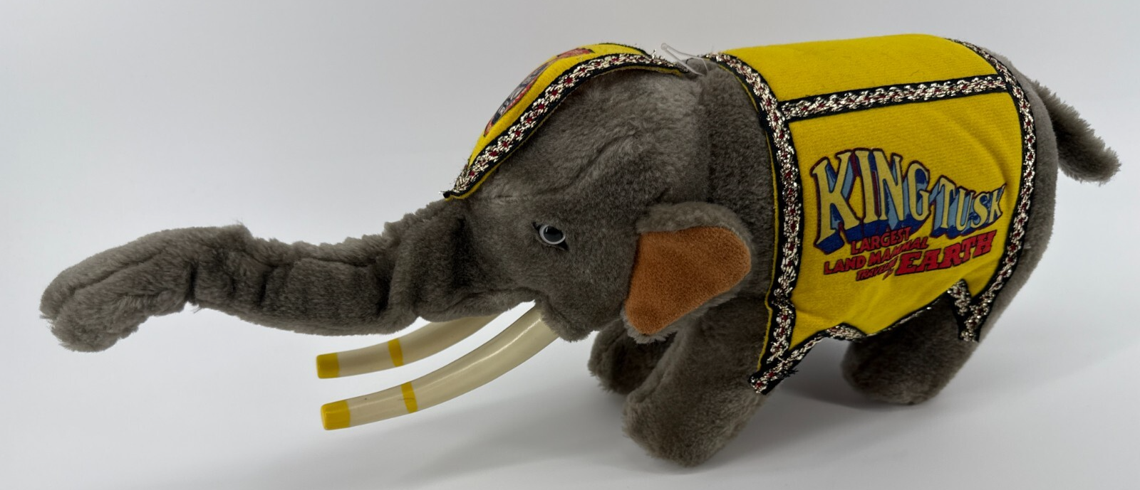 1987 Ringling Bros King Tusk Elephant Plush Circus Toy w/ Hard Tusks Korea