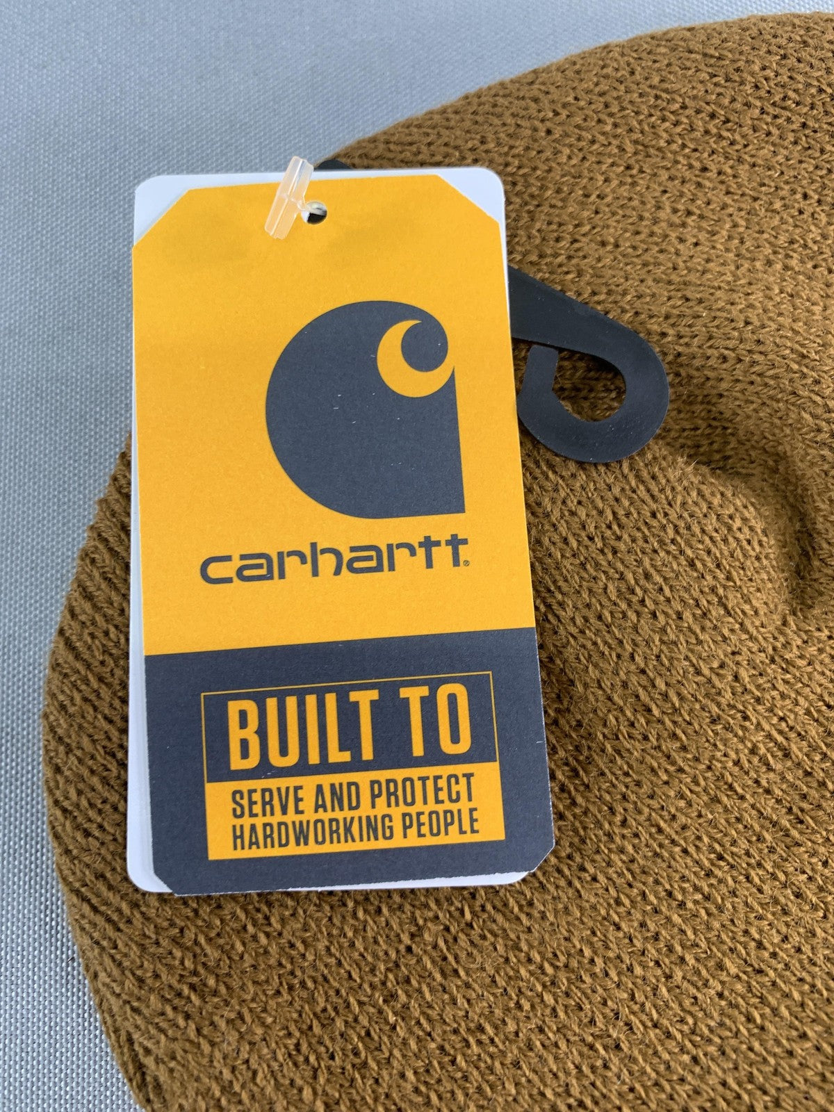 Carhartt Hat Beanie Fitted Mens One Size Brown Knit Cuffed Workwear Winter