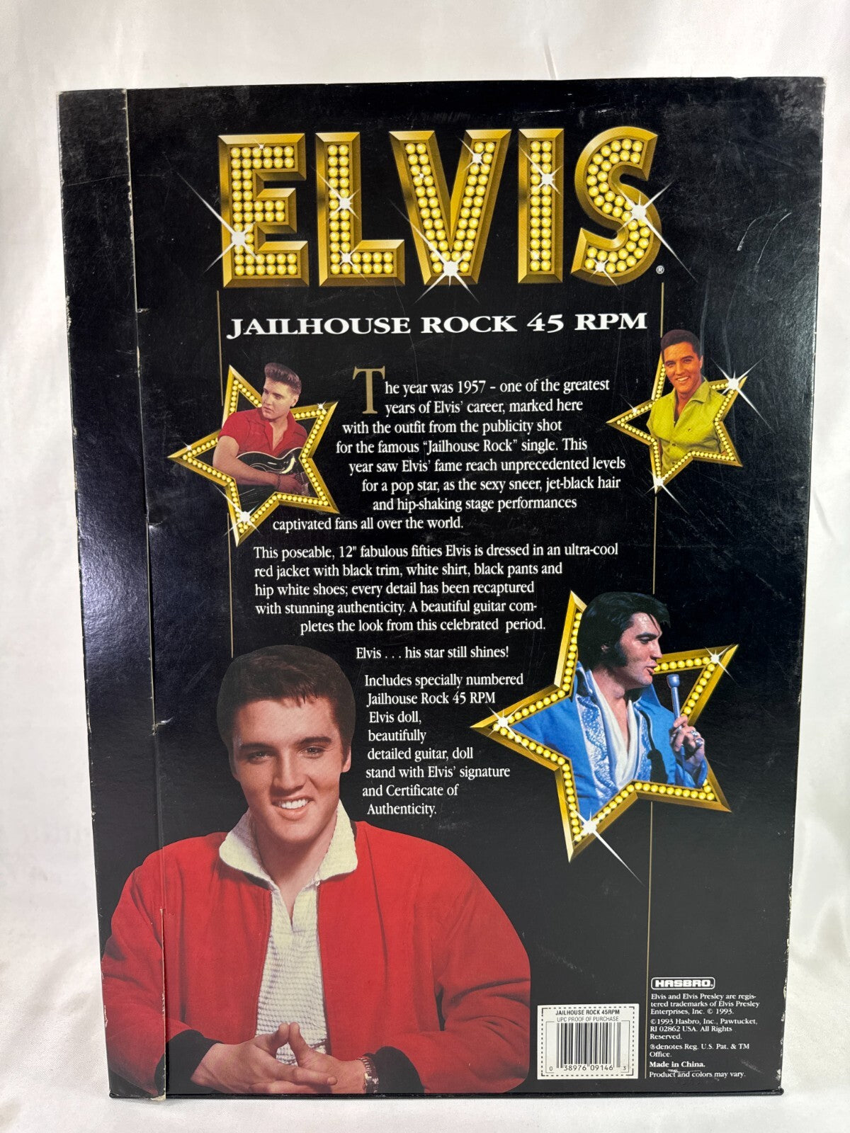 1993 Hasbro Jailhouse Rock Elvis Presley 12" Doll Open Box Incomplete Display