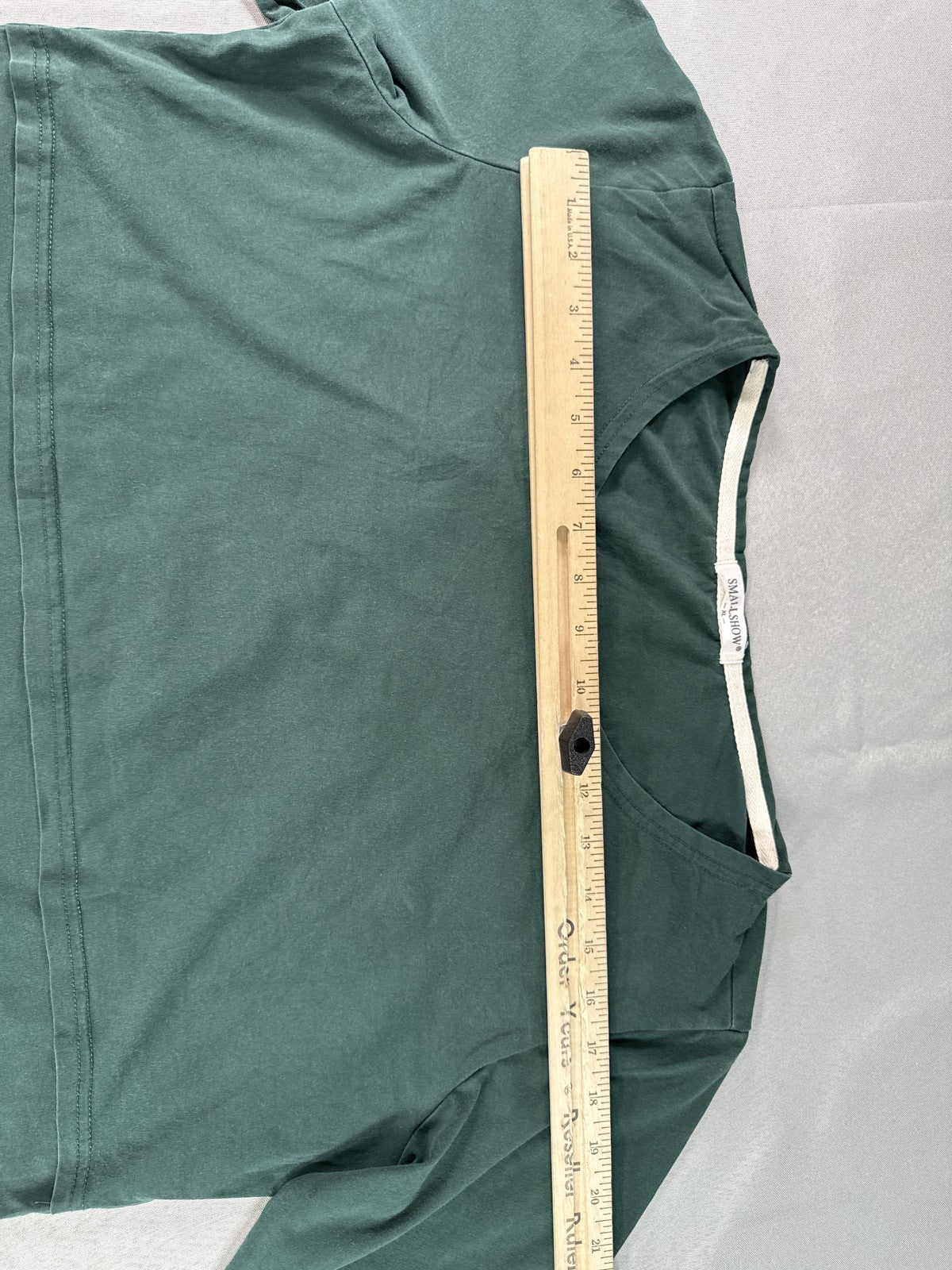 SMALLSHOW Crewneck Long Sleeve Top Womens XL Dark Green Cotton Regular Fit Slim
