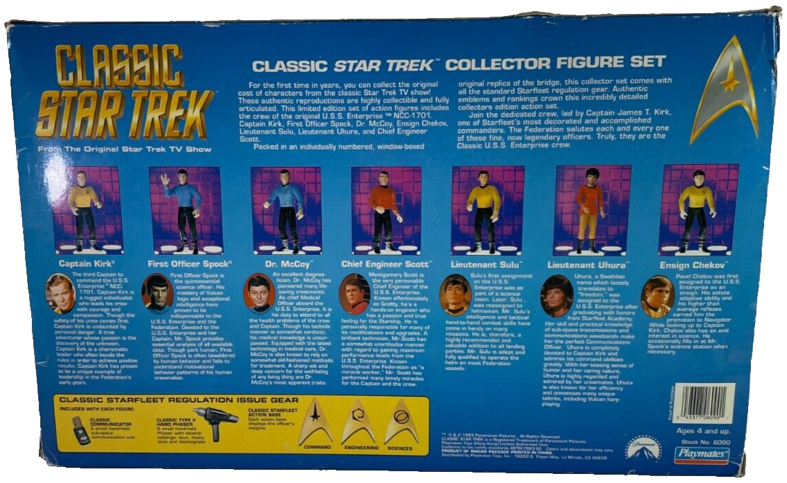 1993 Playmates Classic Star Trek Bridge Crew Figure Set Boxed Limited Edition