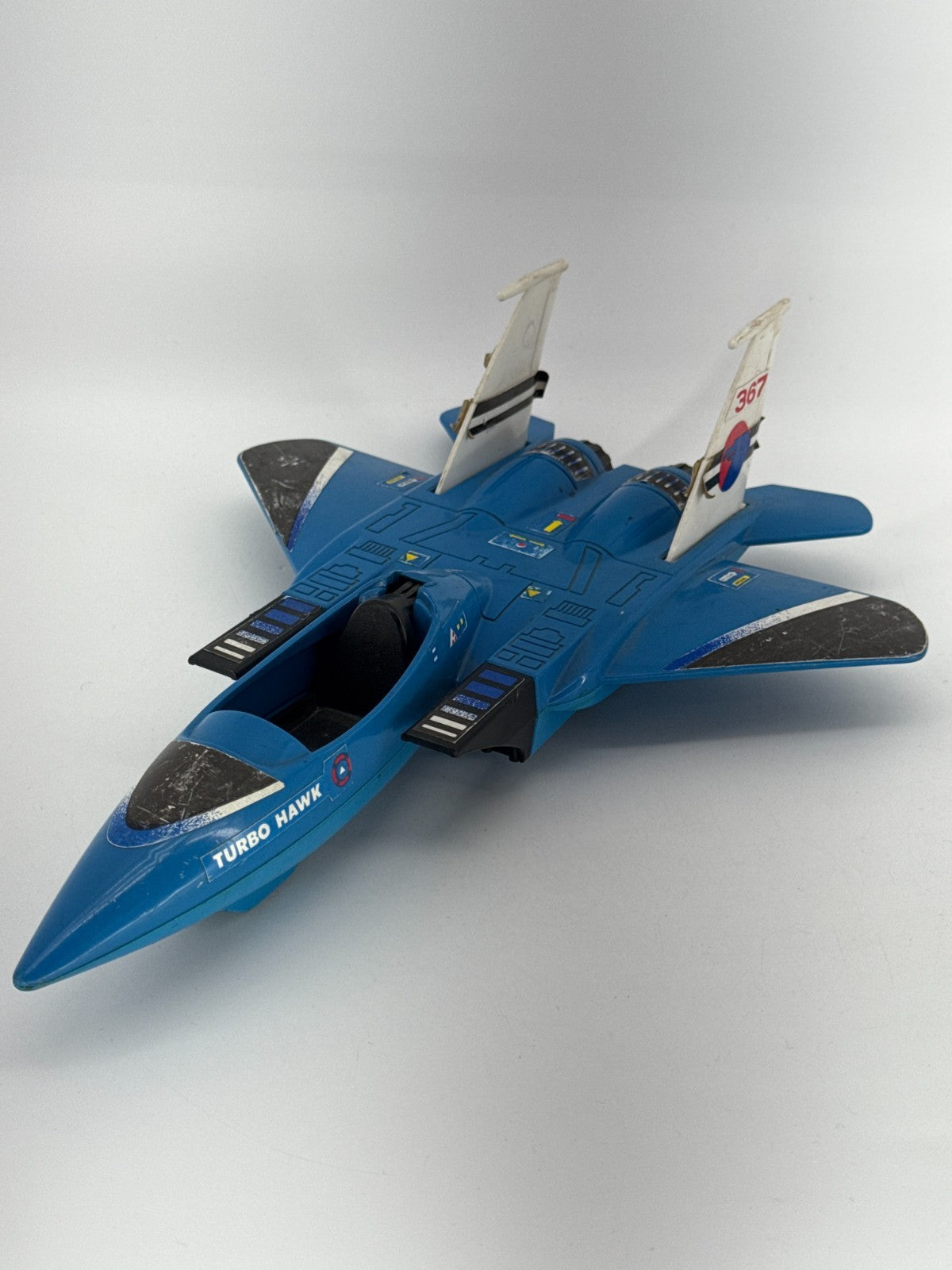 1982 Fisher-Price Turbo Hawk Jet Fighter Blue Toy Vintage 367 Quaker Oats Co.