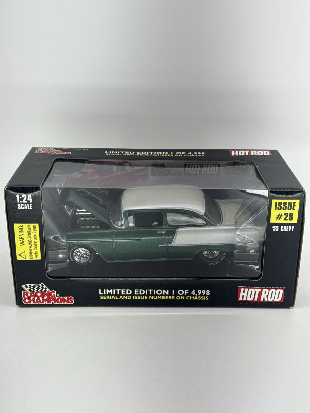 Racing Champions 1955 Chevy Bel Air Hot Rod 1:24 Green White LE #28 NIB