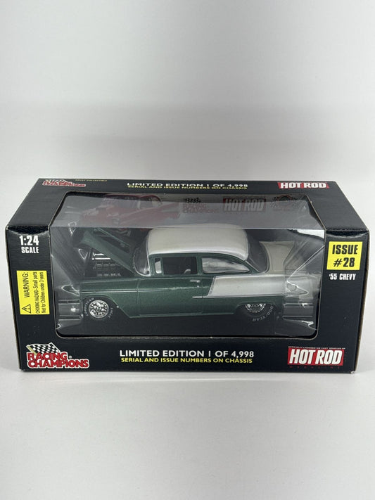 Racing Champions 1955 Chevy Bel Air Hot Rod 1:24 Green White LE #28 NIB