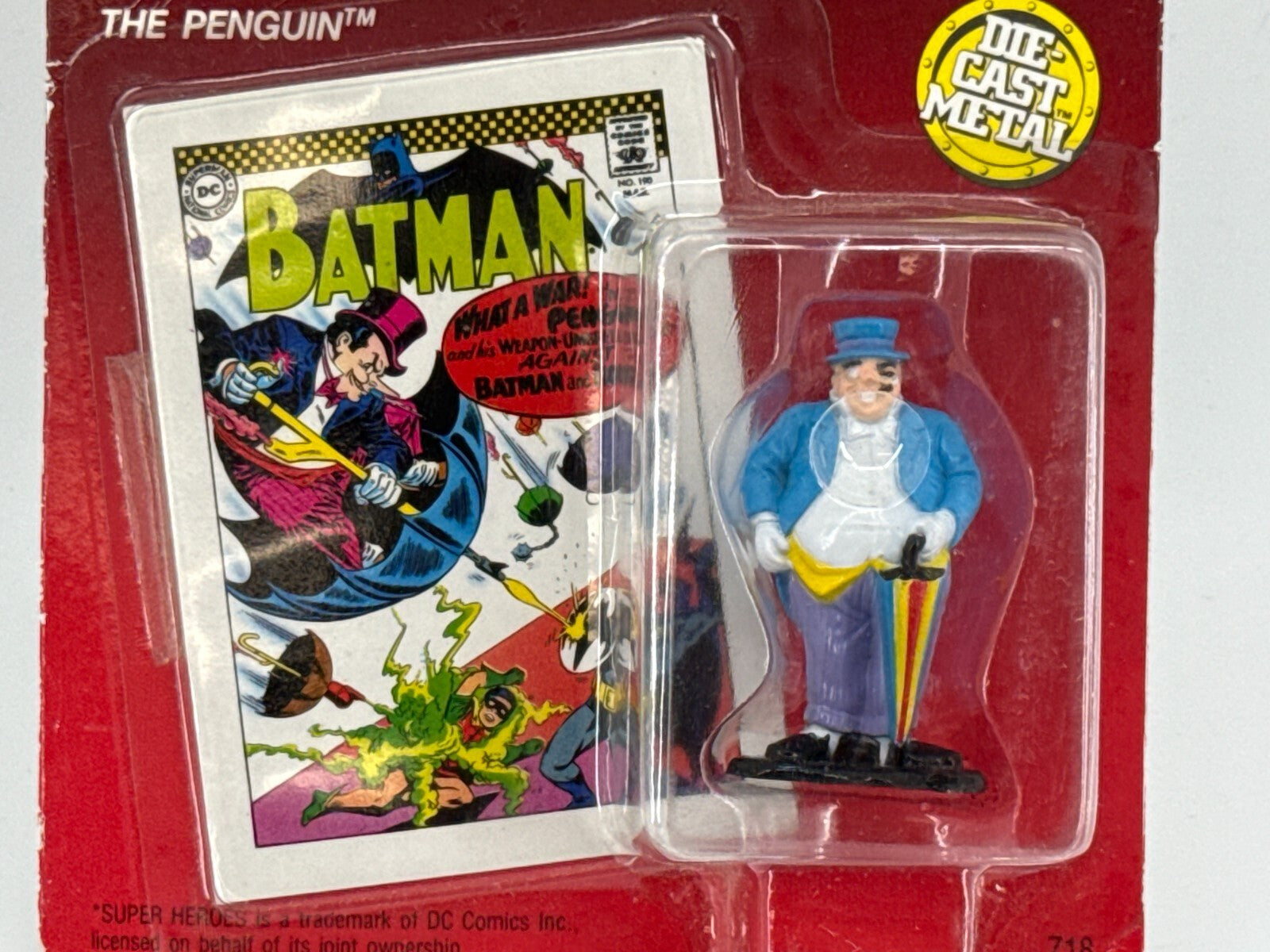 1990 ERTL DC Comics Super Heroes The Penguin Die-Cast Figure Batman Card #718 MO