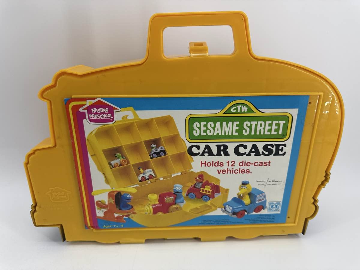 1982 Sesame Street School Bus Car Case Muppets Hasbro Toy Holder