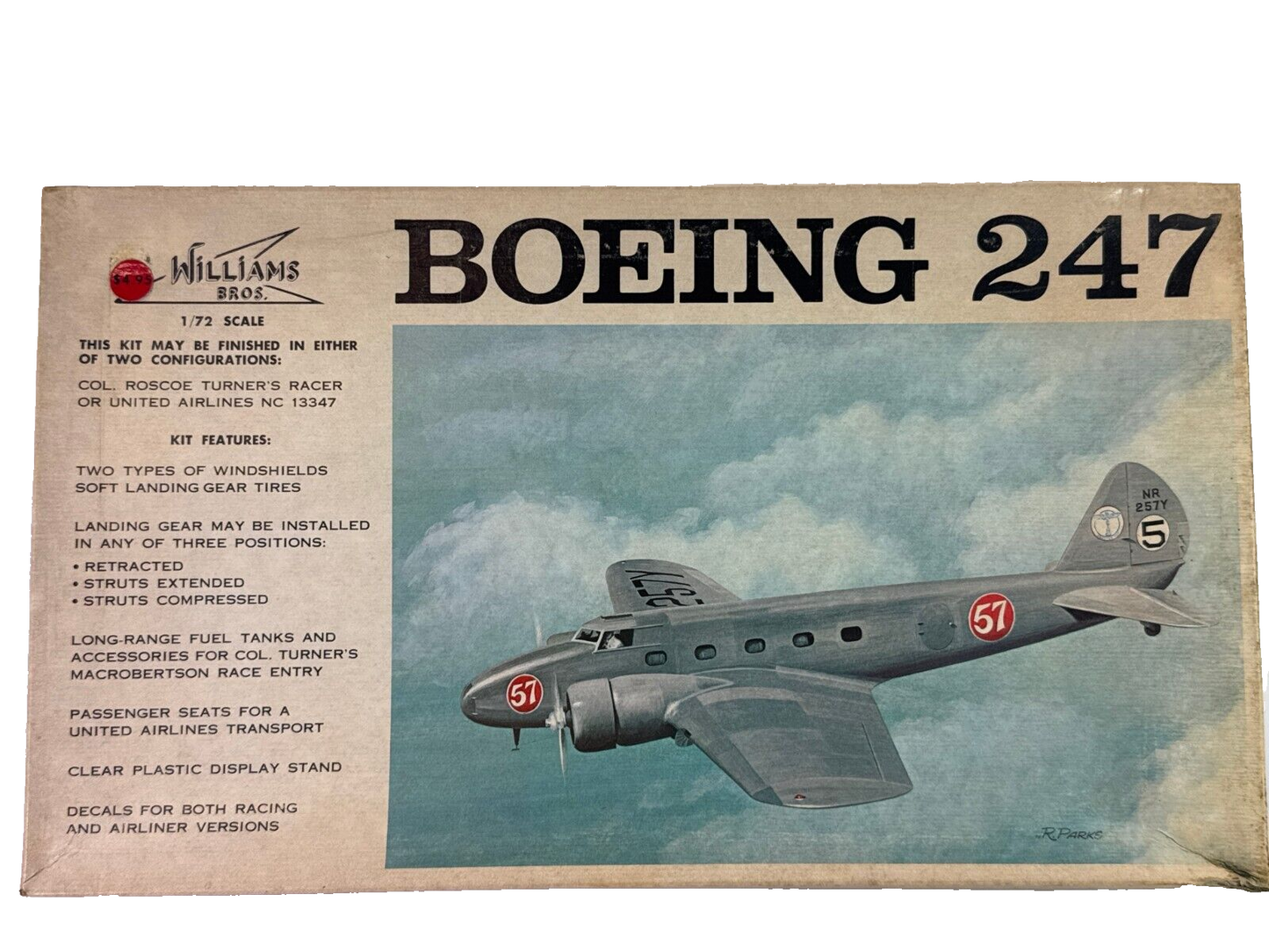 Williams Bros Boeing 247 Airliner 1/72 Scale Model Kit #72-247 Open Box