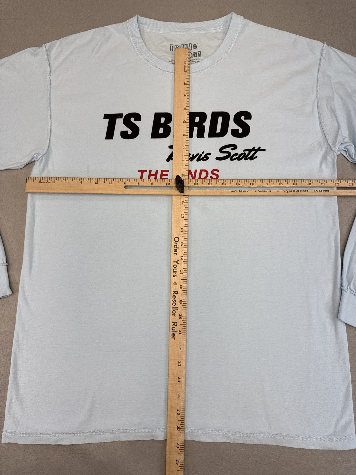 Travis Scott TS Birds Music Graphic Tee L White Long Sleeve 100% Cotton
