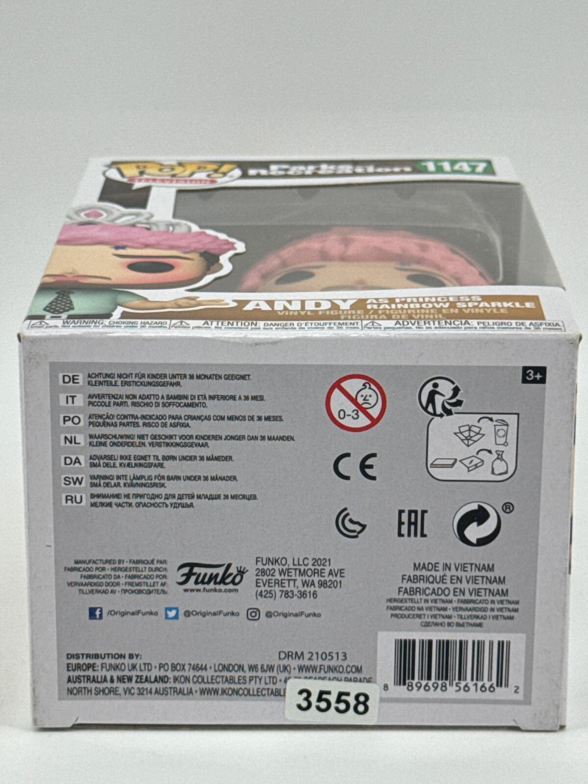 Funko Pop 1147 Parks and Rec Andy Princess Rainbow Sparkle Vinyl Figure NEW