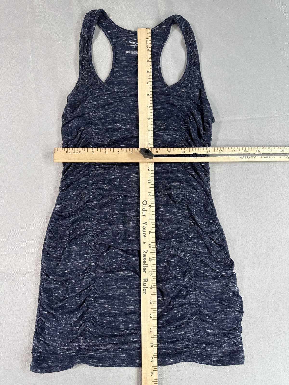 Wendy Bellissimo Racerback Ruched Dress S Womens S/P/CH Blue Polyester Blend