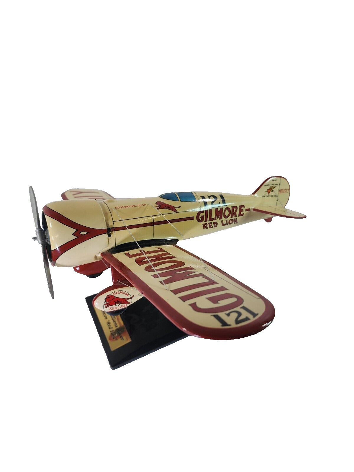 Wedell Williams Racer Gilmore Red Lion Wooden Airplane Model Vintage Collectible