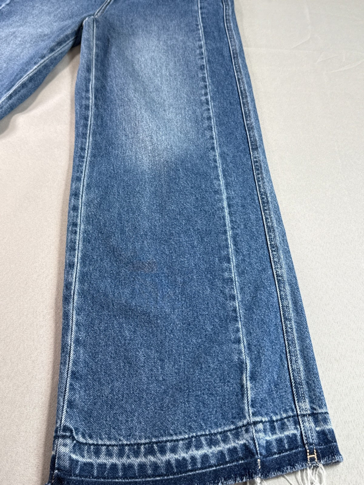 Wide Leg Jeans Womens S Semir High Rise Frayed Raw Hem Medium Wash Blue Baggy