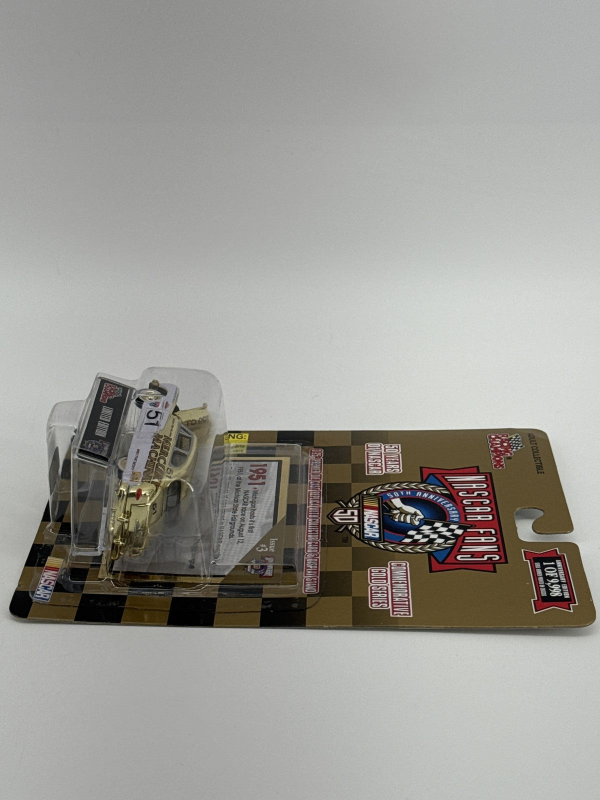 Vintage NASCAR 1951 Mercury Diecast Car Gold 50th Anniversary Racing Champions L