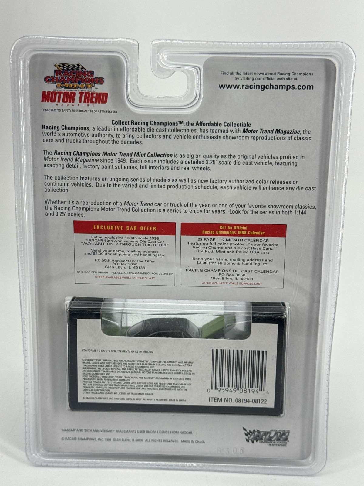 Racing Champions Motor Trend 1970 Plymouth Superbird Diecast 1:64 Green