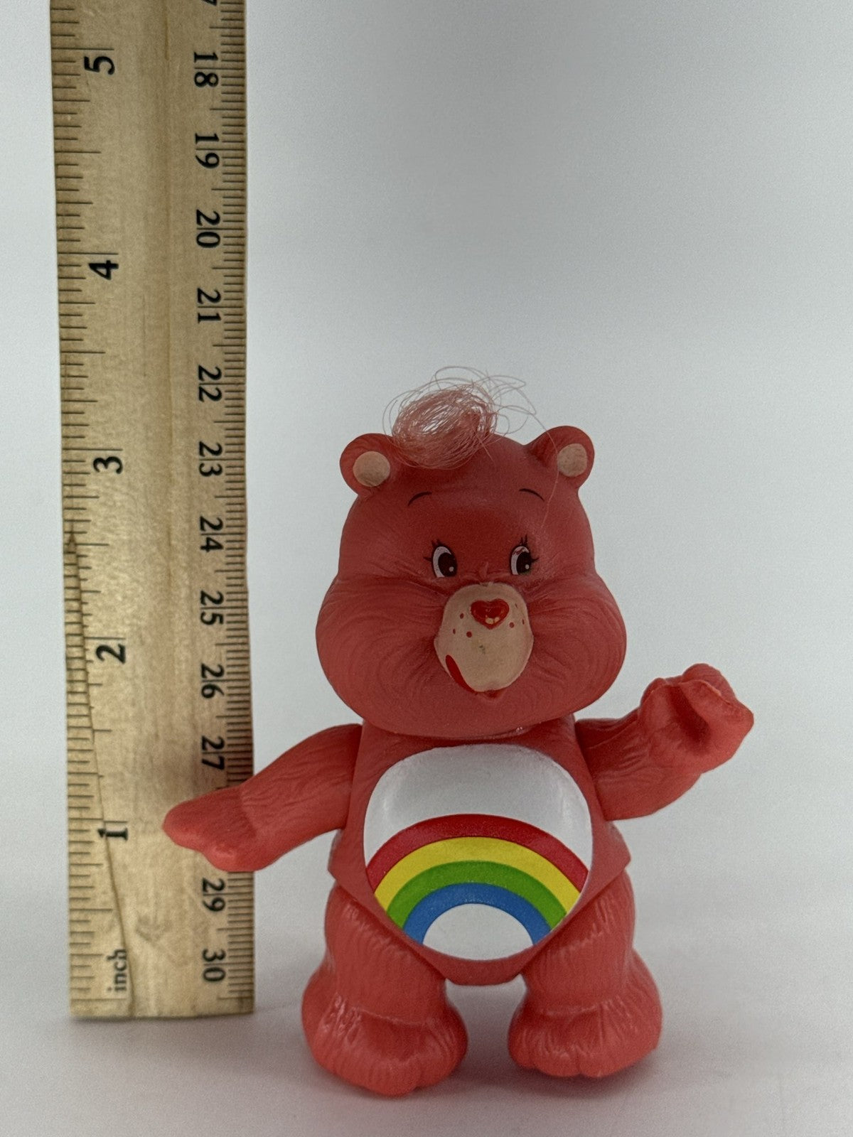 1983 Kenner Care Bears Cheer Bear Poseable PVC Figure Pink Rainbow 3.5
