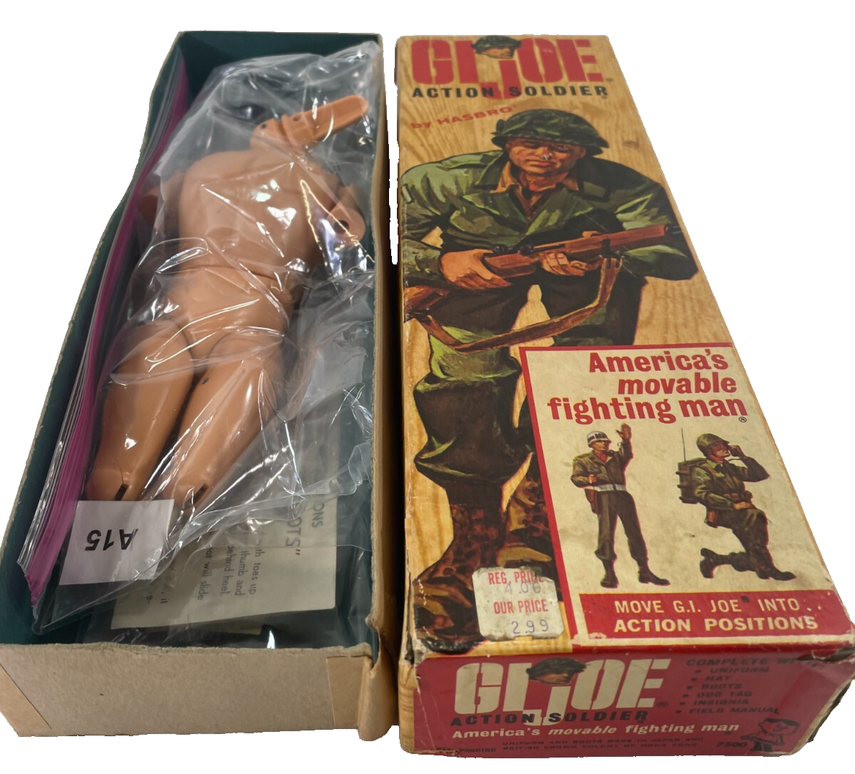 1964 Hasbro GI Joe Action Soldier 12" Figure #7500 Original Box Vintage Incomple