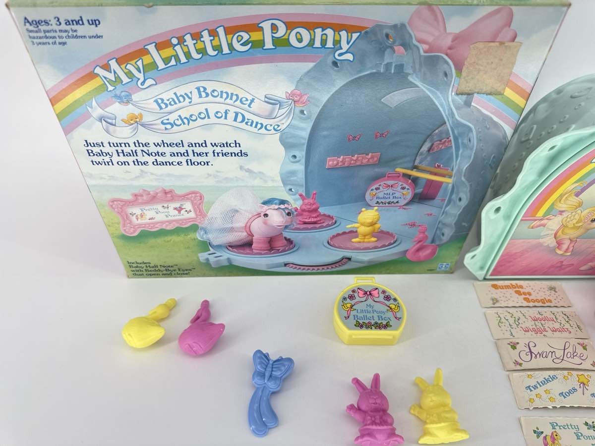 1986 Hasbro My Little Pony G1 Baby Bonnet School of Dance Playset & Box