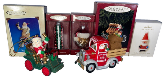 Hallmark Keepsake Ornament Lot 6 Vintage Rare Santa Charmer Cocoa Bicycle DB