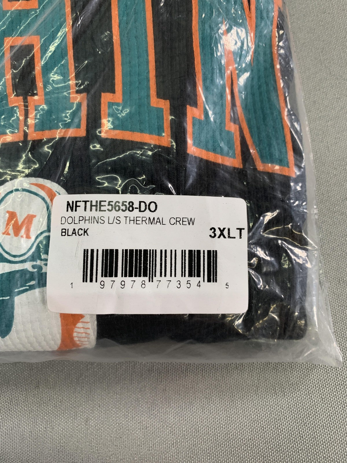 Miami Dolphins Shirt Mens 3XLT Black NFL Football Fanatics Thermal Long Sleeve