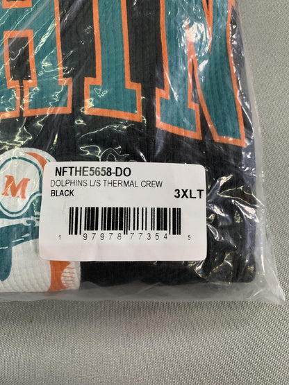 Miami Dolphins Shirt Mens 3XLT Black NFL Football Fanatics Thermal Long Sleeve