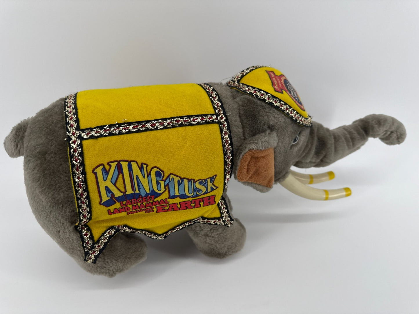 1987 Ringling Bros King Tusk Elephant Plush Circus Toy w/ Hard Tusks Korea