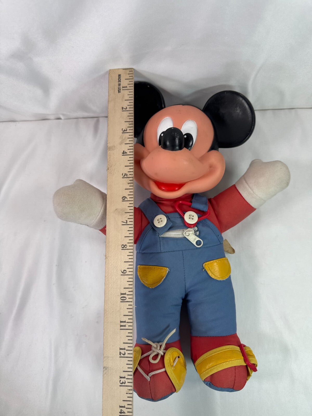 Mattel 1989 Mickey Minnie Learn to Dress Me Dolls 15" Plush Set Rubber Face Vtg