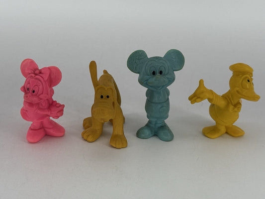 Disney Minnie Mickey Pluto Donald Rubber Figures Hong Kong 60s 70s Lot 4