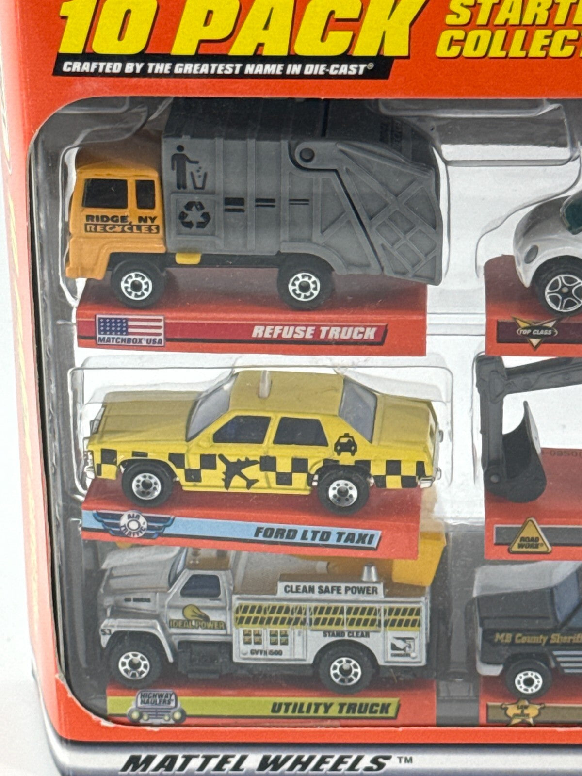 1998 Matchbox Starter Collection 10-Pack Diecast Vehicles Set #36479 Mattel NIB