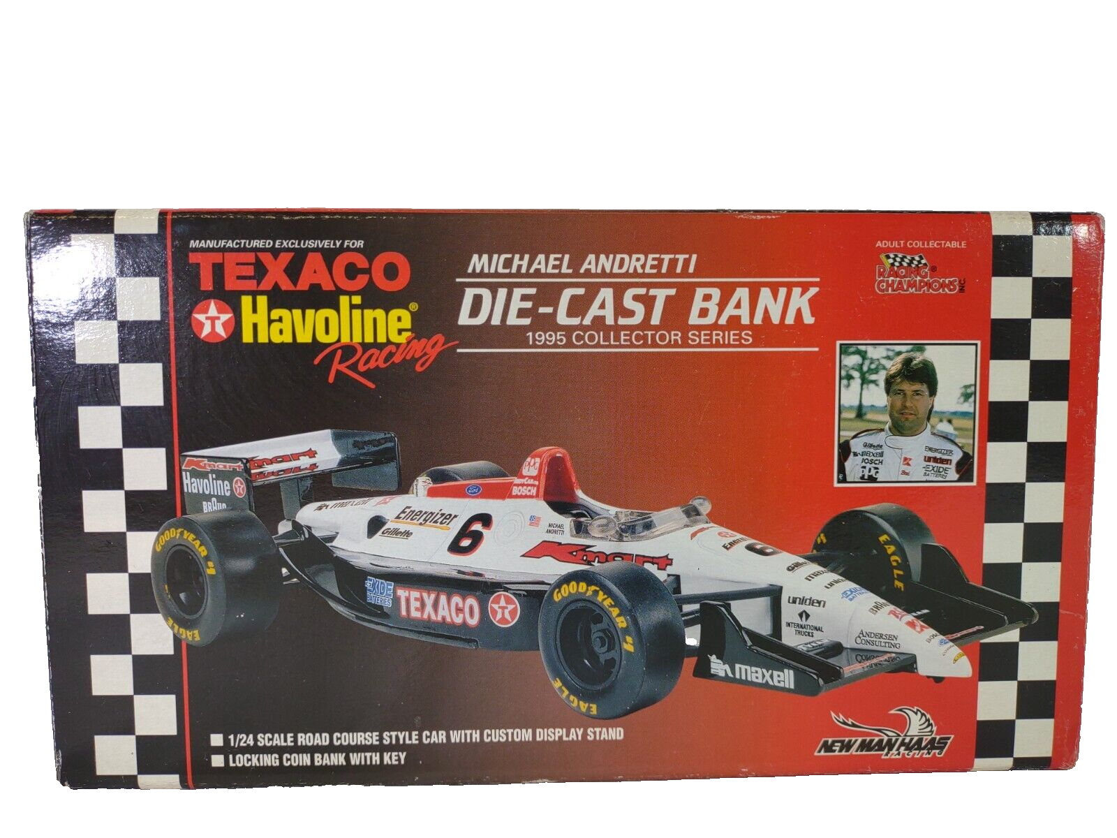 1995 Texaco Havoline Michael Andretti Die Cast Bank 1:24 Car Racing Collectible