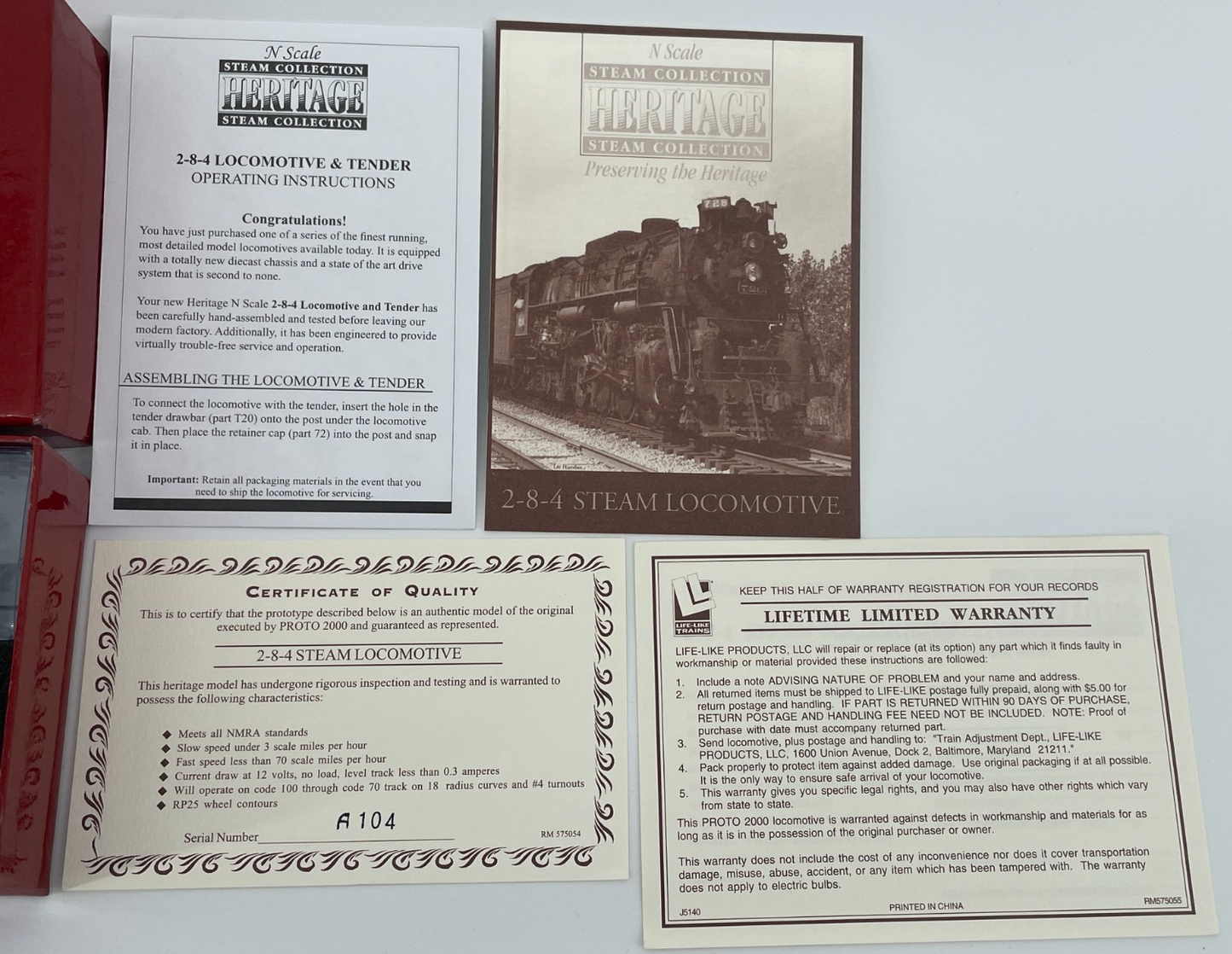 Walthers N Scale 2-8-4 Berkshire Steam Locomotive Virginian #508 w/COA 7878