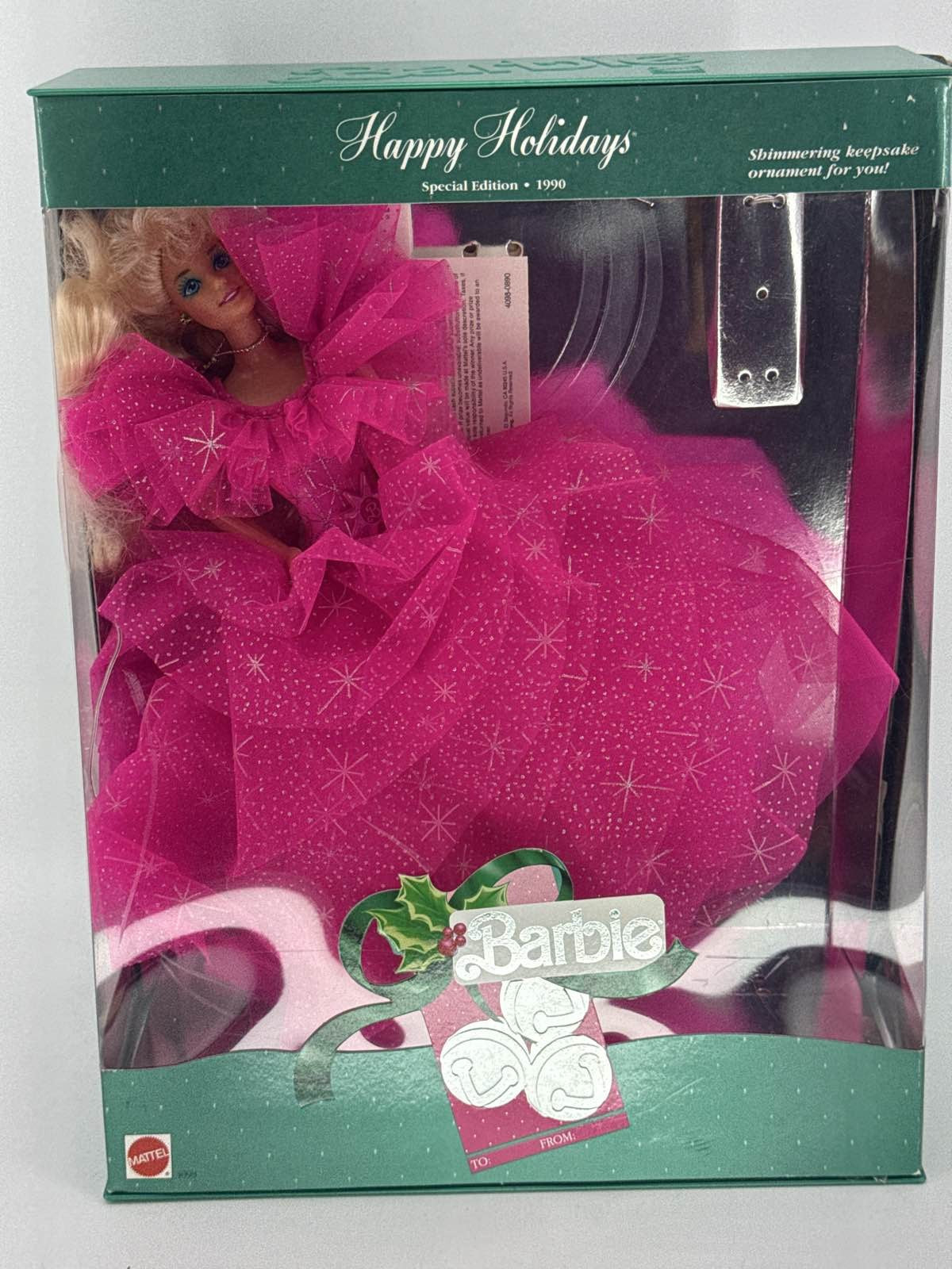 1990 Barbie Holiday Special Edition Doll Pink Dress Mattel Ornament