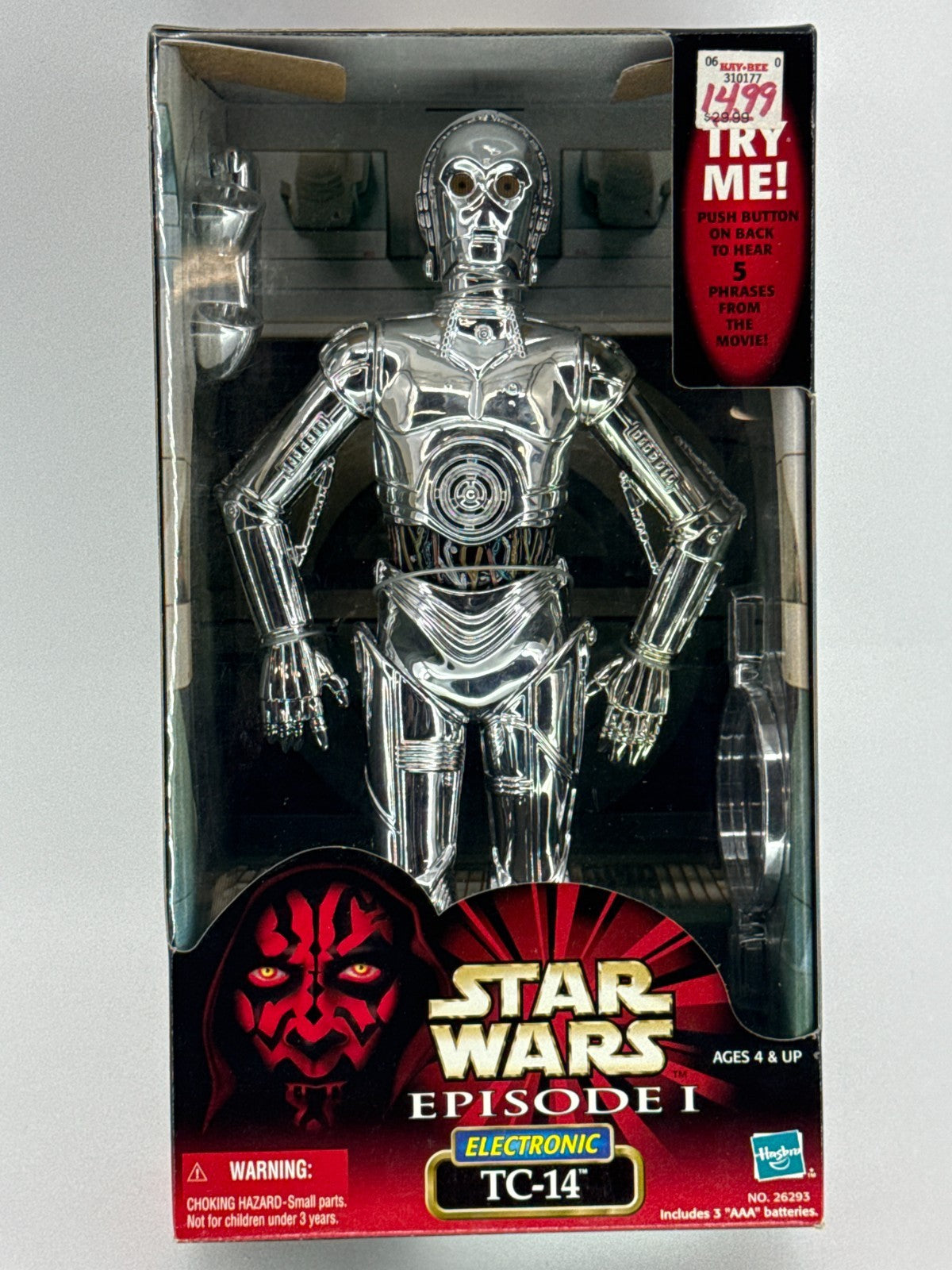 Star Wars EP1 TC-14 Electronic 12" Figure Hasbro 1999 Chrome Droid MIB 4364