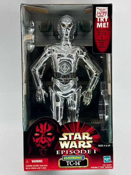 Star Wars EP1 TC-14 Electronic 12" Figure Hasbro 1999 Chrome Droid MIB 4364
