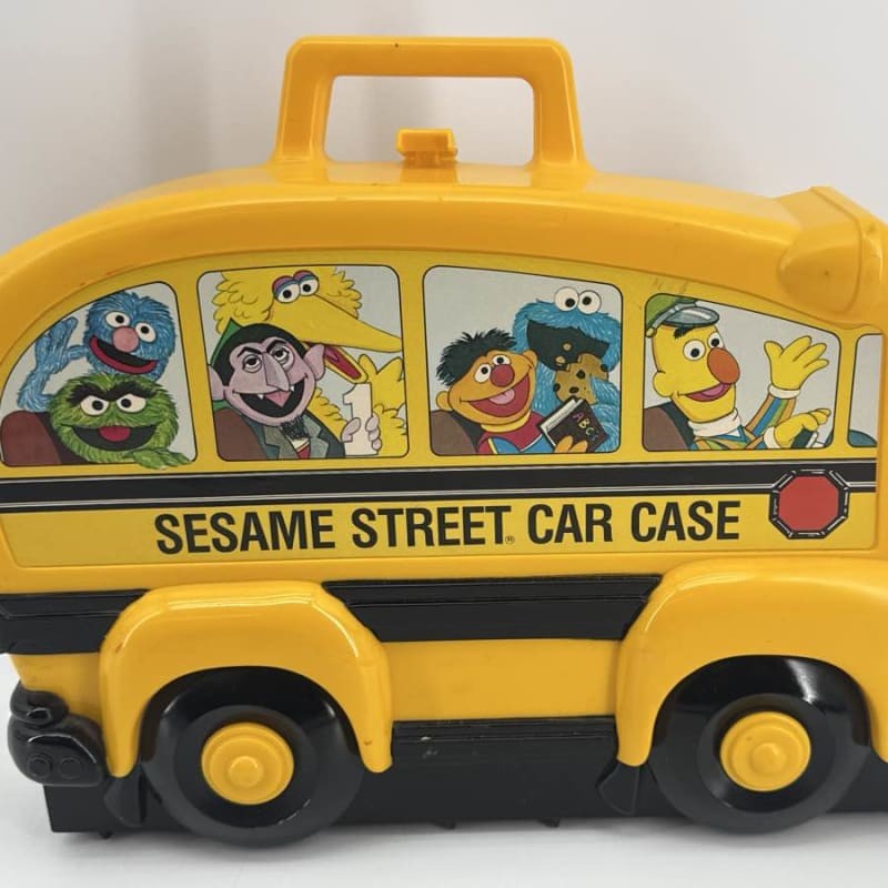 1982 Sesame Street School Bus Car Case Muppets Hasbro Toy Holder