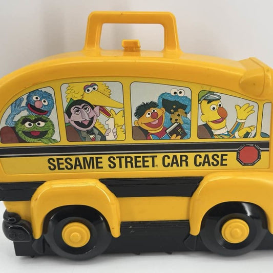 1982 Sesame Street School Bus Car Case Muppets Hasbro Toy Holder